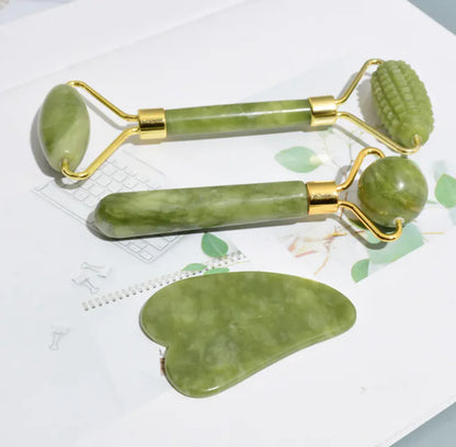 3-IN-1 JADE FACE ROLLER SET